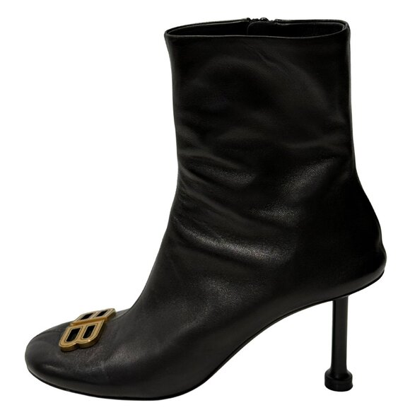$1500 Balenciaga BB black gold ankle boots size 8/38 - Picture 2 of 6